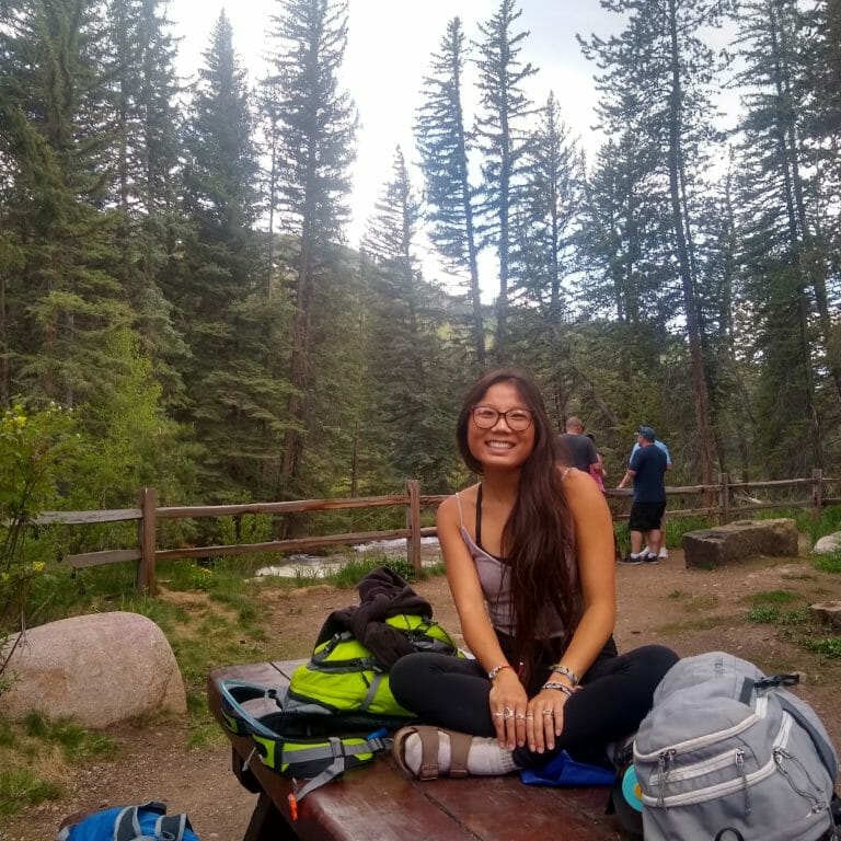 Megan Warner at a campsite