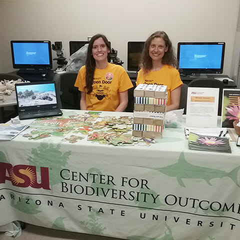 Volunteers at Center for Biodivesity table during ASU's Open Door