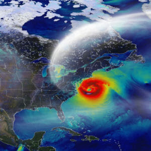 Weather radar graph showing hurricane approaching North Carolina coast