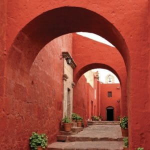 red terracota walkway in a mexican city